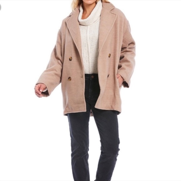 🎉HP🎉. Free People Hannah Oversized Slouchy Blazer / Pea Coat in Camel - Picture 16 of 16
